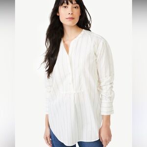FREE ASSEMBLY Banded Collar striped shirt